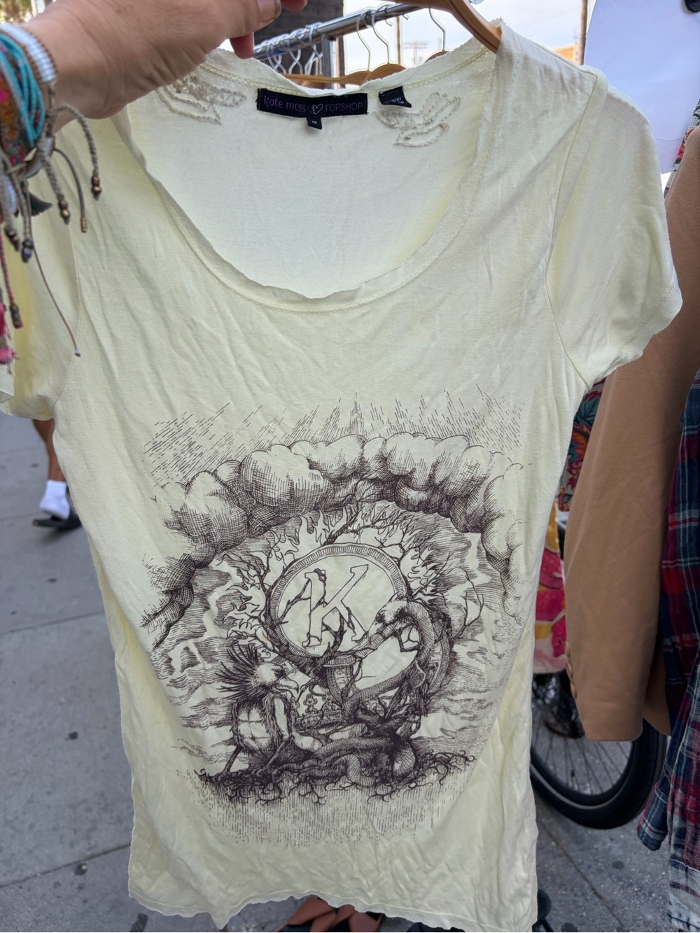 RARE Kate Moss for Topshop Graphic T-Shirt Vintage Y2K Collectible
